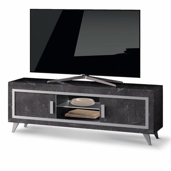 Sarver High Gloss TV Stand With 2 Doors In Black With LED_2