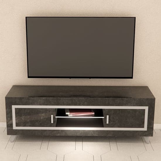Sarver High Gloss TV Stand With 2 Doors In Black With LED_1