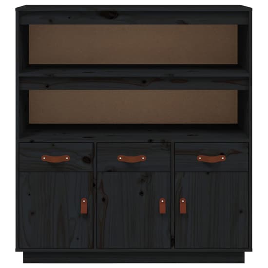 Satha Pinewood Highboard With 3 Doors 3 Drawers In Black_4