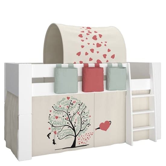 Satria Kids Mid Sleeper Bed In Grey With Tree of Life Tent_4