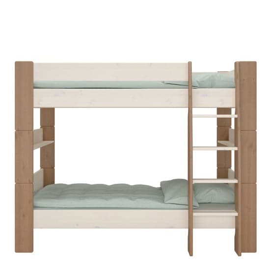 Satria Kids Wooden Bunk Bed In Whitewash And Grey Brown_2