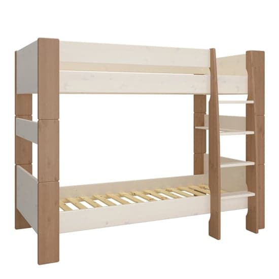 Satria Kids Wooden Bunk Bed In Whitewash And Grey Brown_4