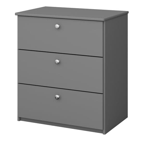 Satria Kids Wooden Chest Of 3 Drawers In Folkestone Grey_3