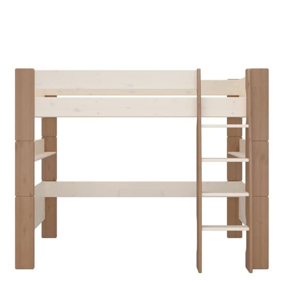 Satria Kids Wooden High Sleeper Bed In Brown With World Tent_3