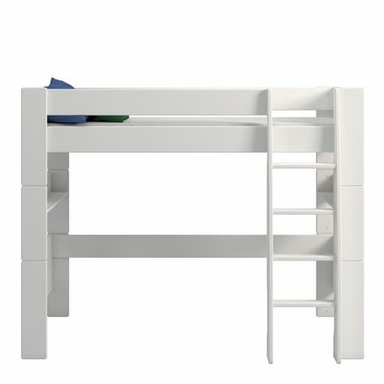 Satria Kids Wooden Highsleeper Bunk Bed In Off White Furniture in Fashion