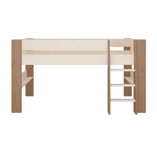 Satria Kids Wooden Mid Sleeper Bed In Brown With Universe Tent_3