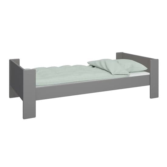 Satria Kids Wooden Single Bed With Storage Guest Bed In Grey_5