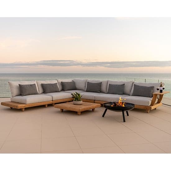 Sauchie Outdoor Corner Lounge Set In Light Grey With Coffee Table_1