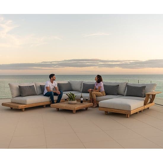 Sauchie Outdoor Corner Lounge Set In Light Grey With Ottoman_1