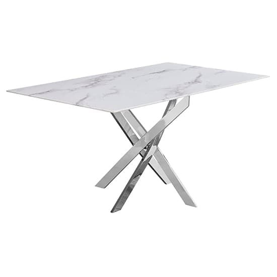 Sorel Marble Effect Glass Dining Table In White And Grey_1