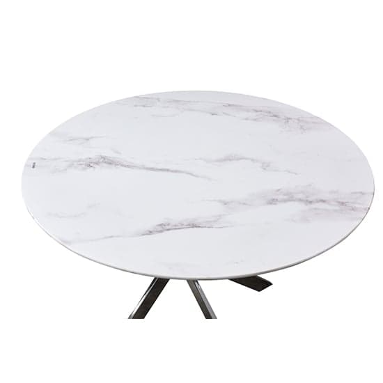 Sorel Round Marble Effect Glass Dining Table In White And Grey_2