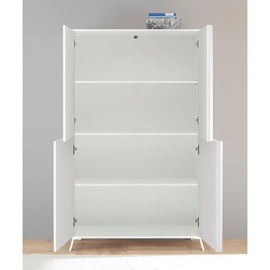 Saul High Gloss Highboard With 4 Doors In White_2