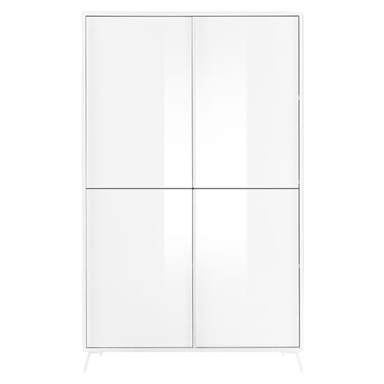 Saul High Gloss Highboard With 4 Doors In White_3