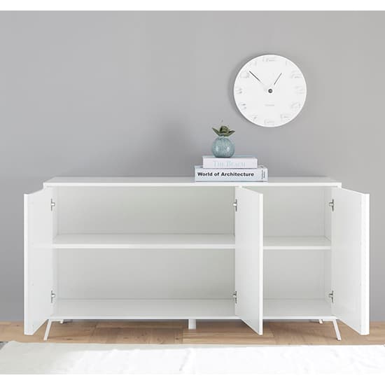 Saul High Gloss Sideboard With 3 Doors In White_2
