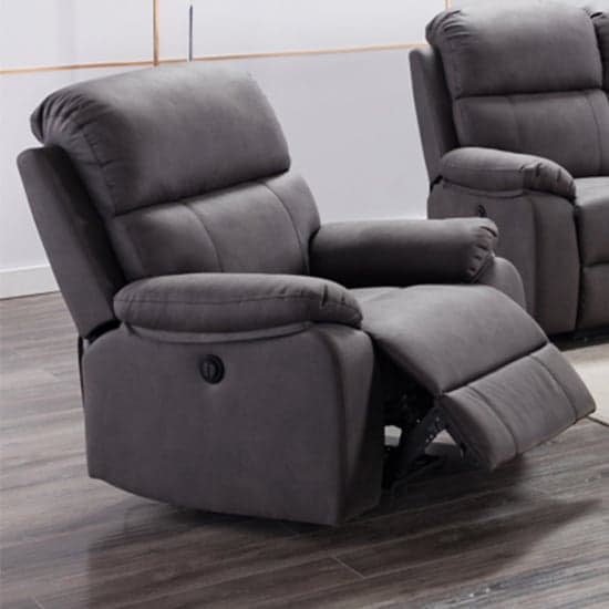 Sault Electric Recliner Fabric 1 Seater Sofa In Dark Grey_1