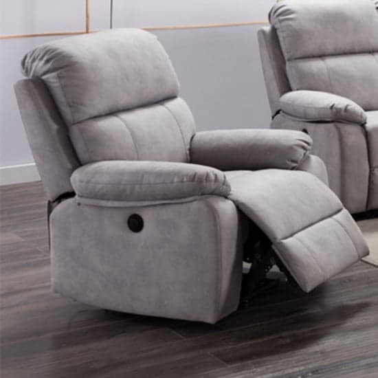 Sault Electric Recliner Fabric 1 Seater Sofa In Light Grey_1