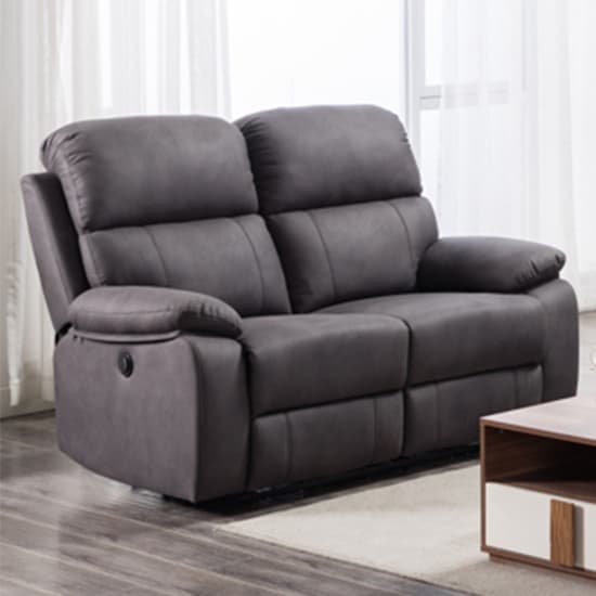 Sault Electric Recliner Fabric 2 Seater Sofa In Dark Grey_1