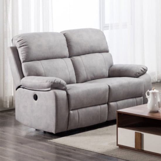 Sault Electric Recliner Fabric 2 Seater Sofa In Light Grey_1