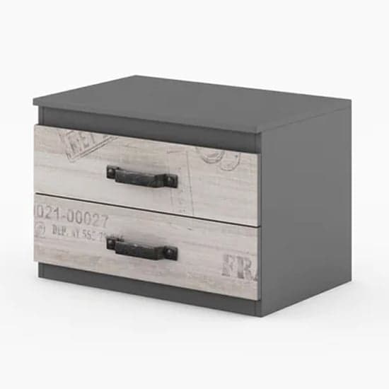 Sault Kids Wooden Bedside Cabinet With 2 Drawers In Graphite_1