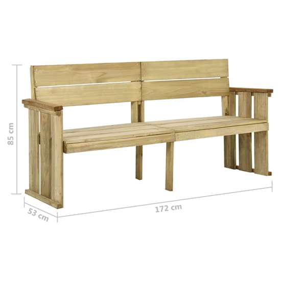 Saumya 172cm Wooden Garden Seating Bench In Green Impregnated_5