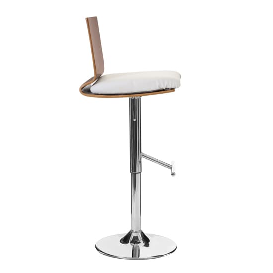 Savial Wooden Bar Stool In Walnut With White Leather Seat_3