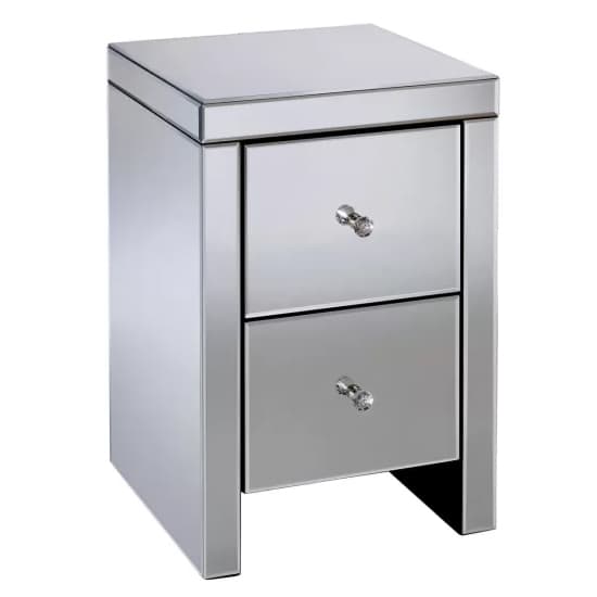 Saville Mirrored Bedside Cabinet With 2 Drawers In Silver_3