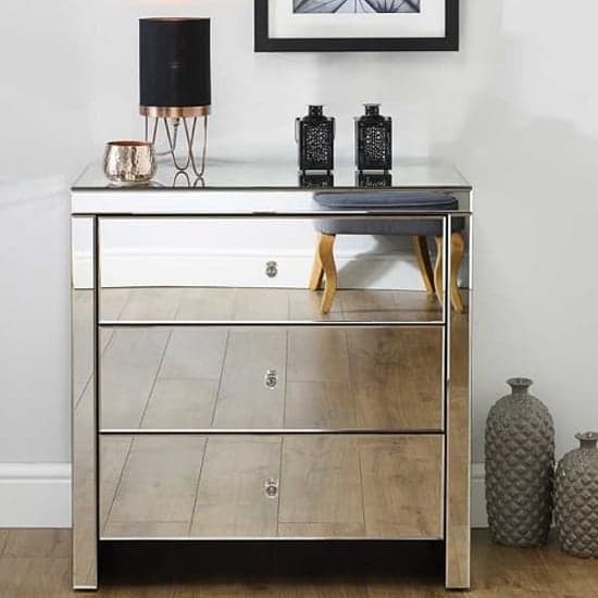 Saville Mirrored Chest Of 3 Drawers In Silver_2