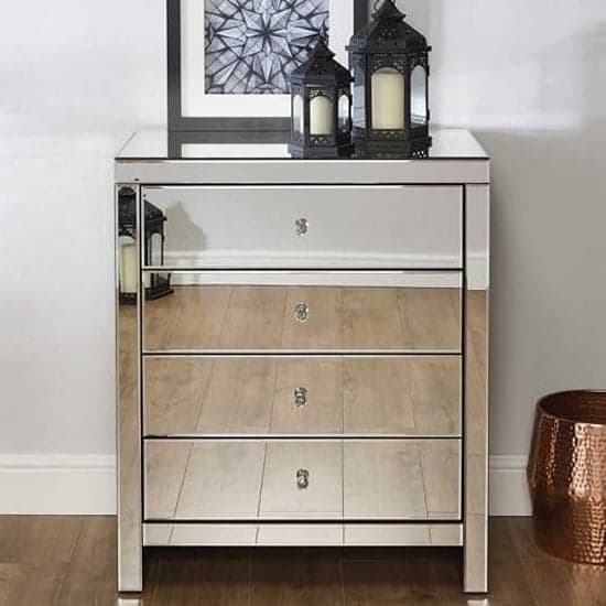 Saville Mirrored Chest Of 4 Drawers In Silver_2