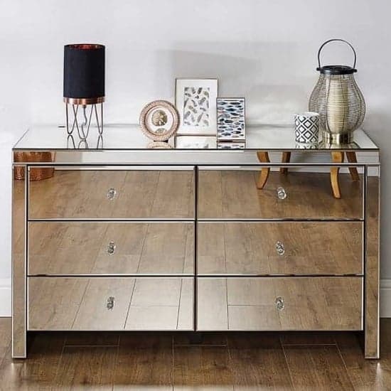 Saville Mirrored Chest Of 6 Drawers In Silver_2