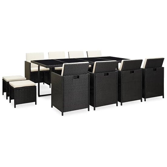 Savir Rattan Outdoor 12 Seater Dining Set With Cushion In Black_2