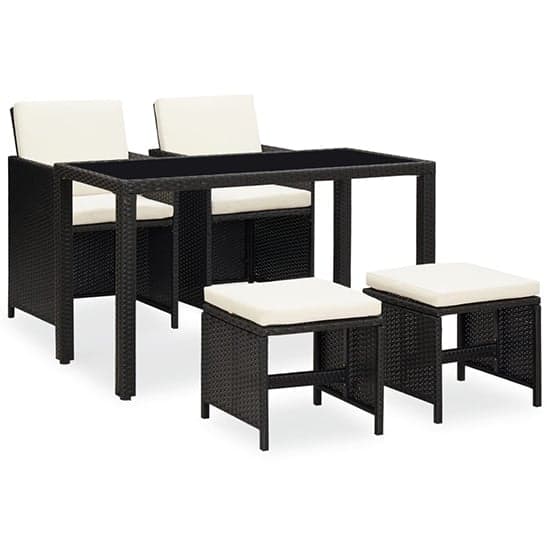 Savir Rattan Outdoor 4 Seater Dining Set With Cushion In Black_2