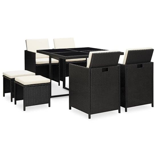 Savir Rattan Outdoor 8 Seater Dining Set With Cushion In Black_2