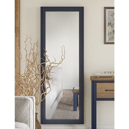 Savona Wall Mirror Extra Long In Blue Wooden Frame_1