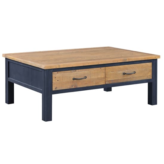 Savona Wooden Coffee Table With 4 Drawers In Oak And Blue_2