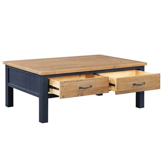 Savona Wooden Coffee Table With 4 Drawers In Oak And Blue_3