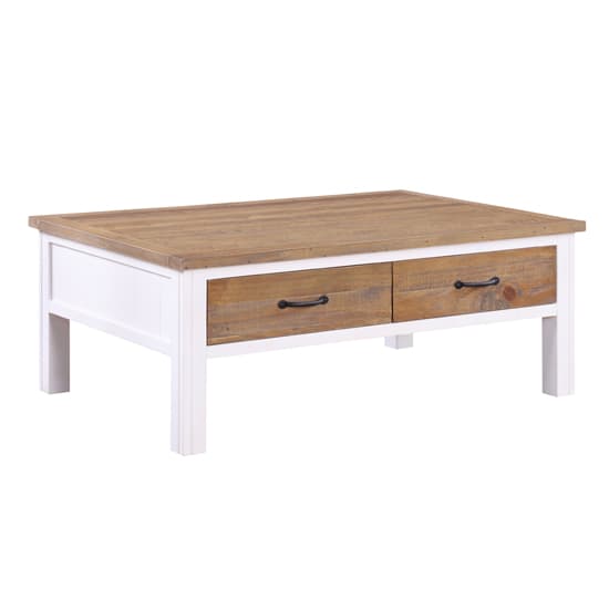 Savona Wooden Coffee Table With 4 Drawers In Oak And White_3
