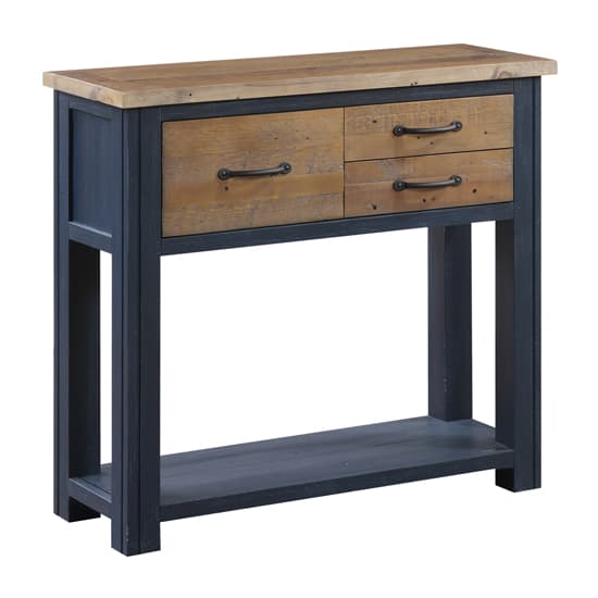 Savona Wooden Console Table With 3 Drawers In Blue_2