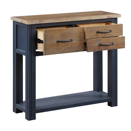 Savona Wooden Console Table With 3 Drawers In Blue_3