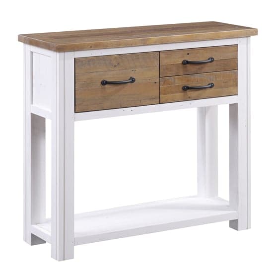 Savona Wooden Console Table With 3 Drawers In White_2