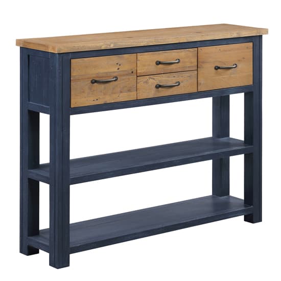 Savona Wooden Console Table With 4 Drawers In Blue_2