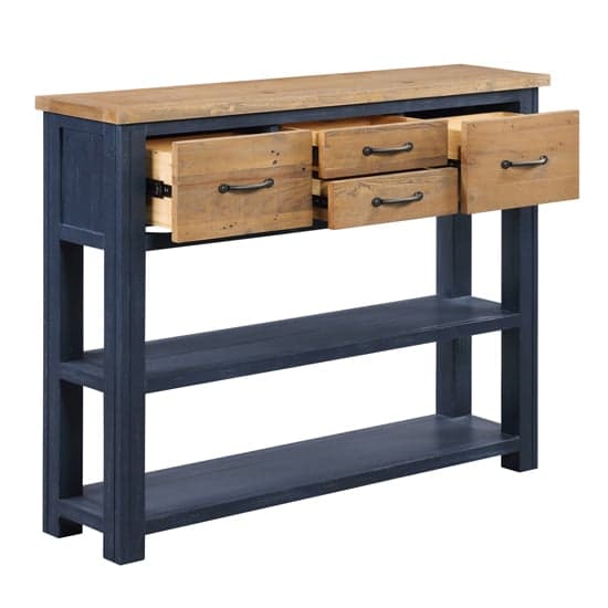 Savona Wooden Console Table With 4 Drawers In Blue_3