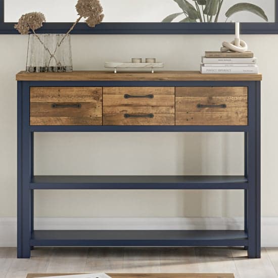 Savona Wooden Console Table With 4 Drawers In Blue_1