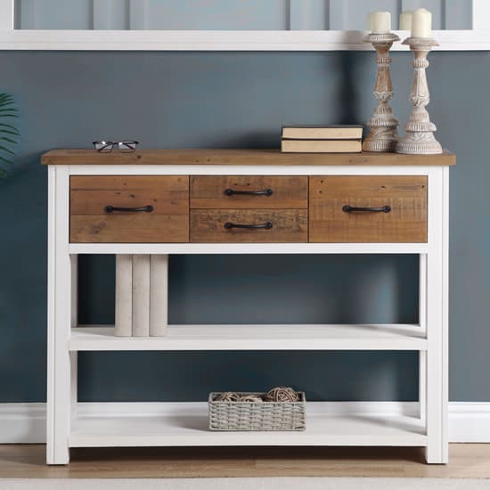Savona Wooden Console Table With 4 Drawers In White_2