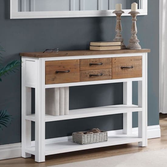 Savona Wooden Console Table With 4 Drawers In White_1