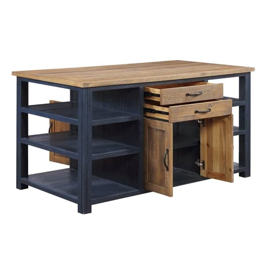 Savona Wooden Kitchen Island With 2 Doors 2 Drawers In Blue_3