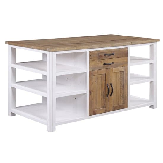Savona Wooden Kitchen Island With 2 Doors 2 Drawers In White_2