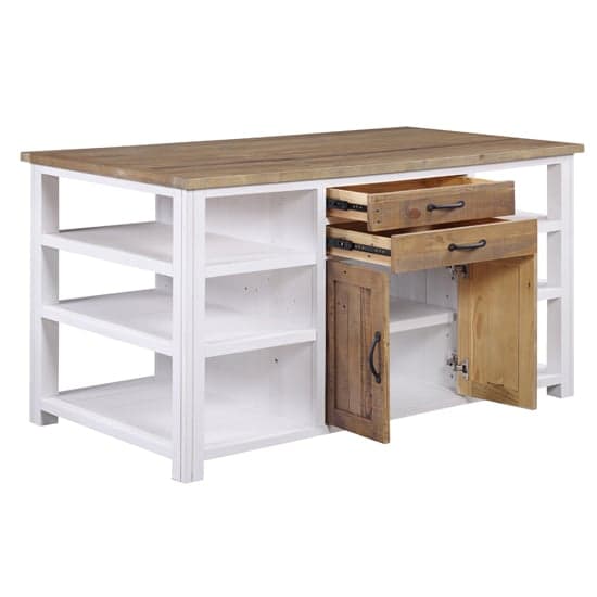 Savona Wooden Kitchen Island With 2 Doors 2 Drawers In White_3