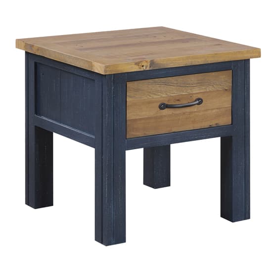Savona Wooden Lamp Table With 1 Drawer In Oak And Blue_2