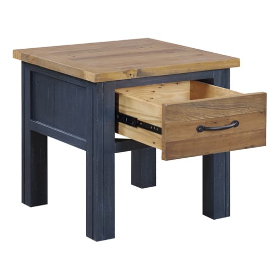 Savona Wooden Lamp Table With 1 Drawer In Oak And Blue_3