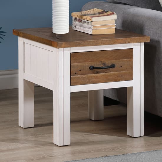 Savona Wooden Lamp Table With 1 Drawer In Oak And White_2
